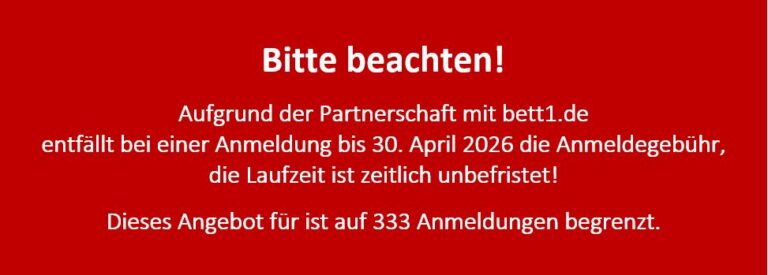 Hinweis Voranmeldung ohne Anmeldegebühr